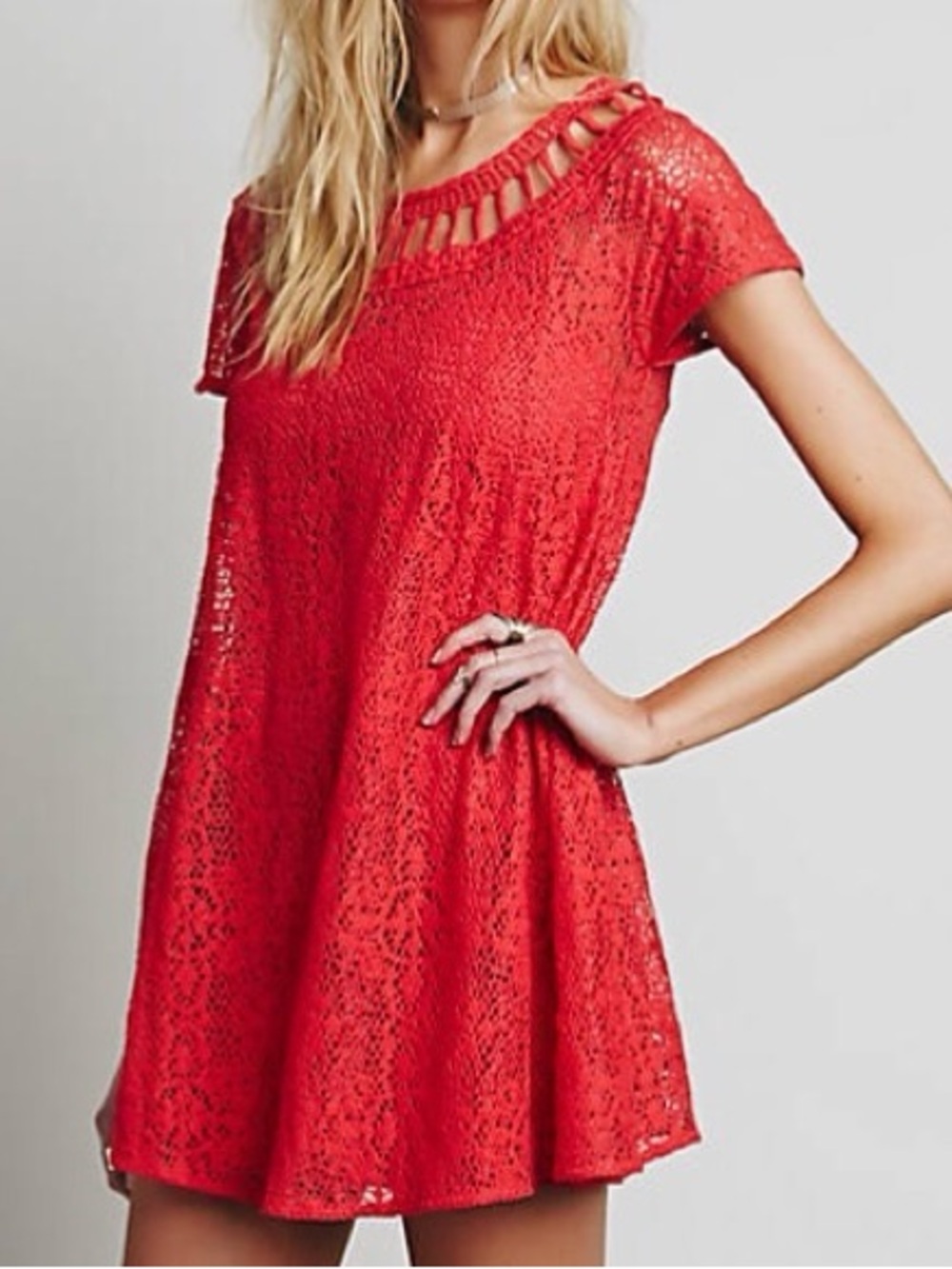 Free People Crochet & Lace Dress 🌹 ☀️